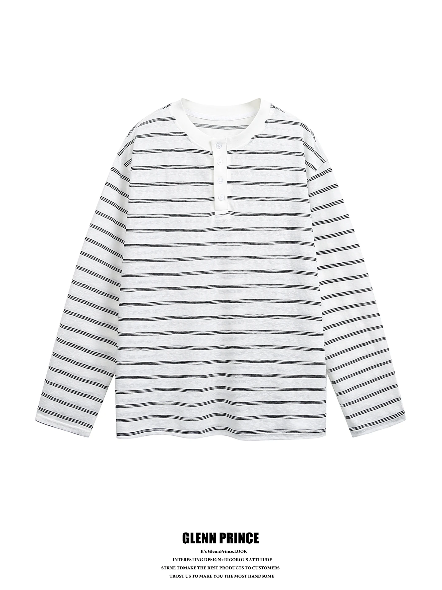 

GPstudio Holiday Vacation Style Long Sleeve T-Shirt Men's Lenzing Blend Lightweight Sun Protection Top Henry Collar Striped