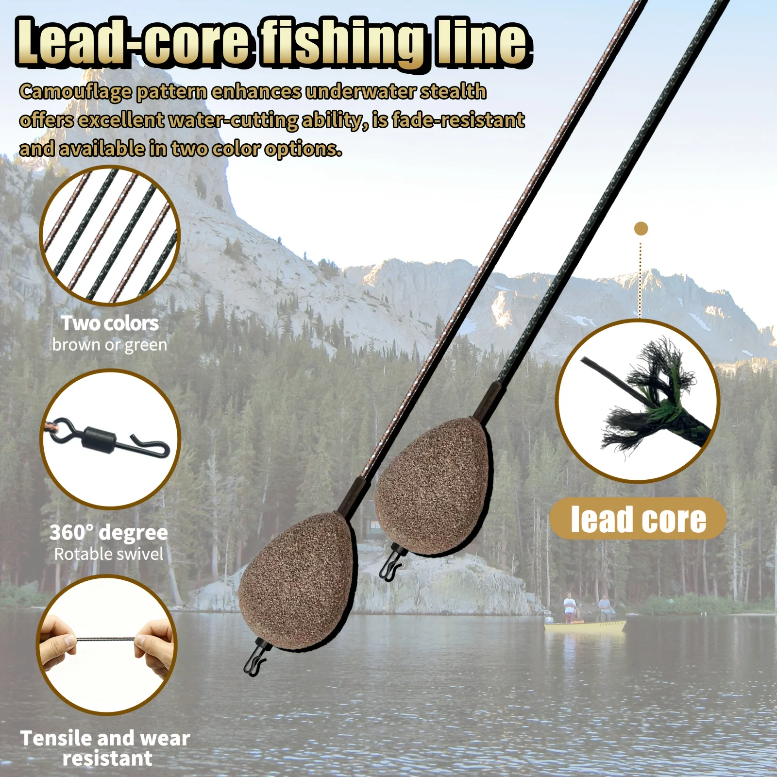 5PCS 10PCS 15PCS Fishing Leadcore Leaders Line 100CM Anti Tangle with Ring Swivel High Strength Carp Catfish Fishing Rig 20.41KG