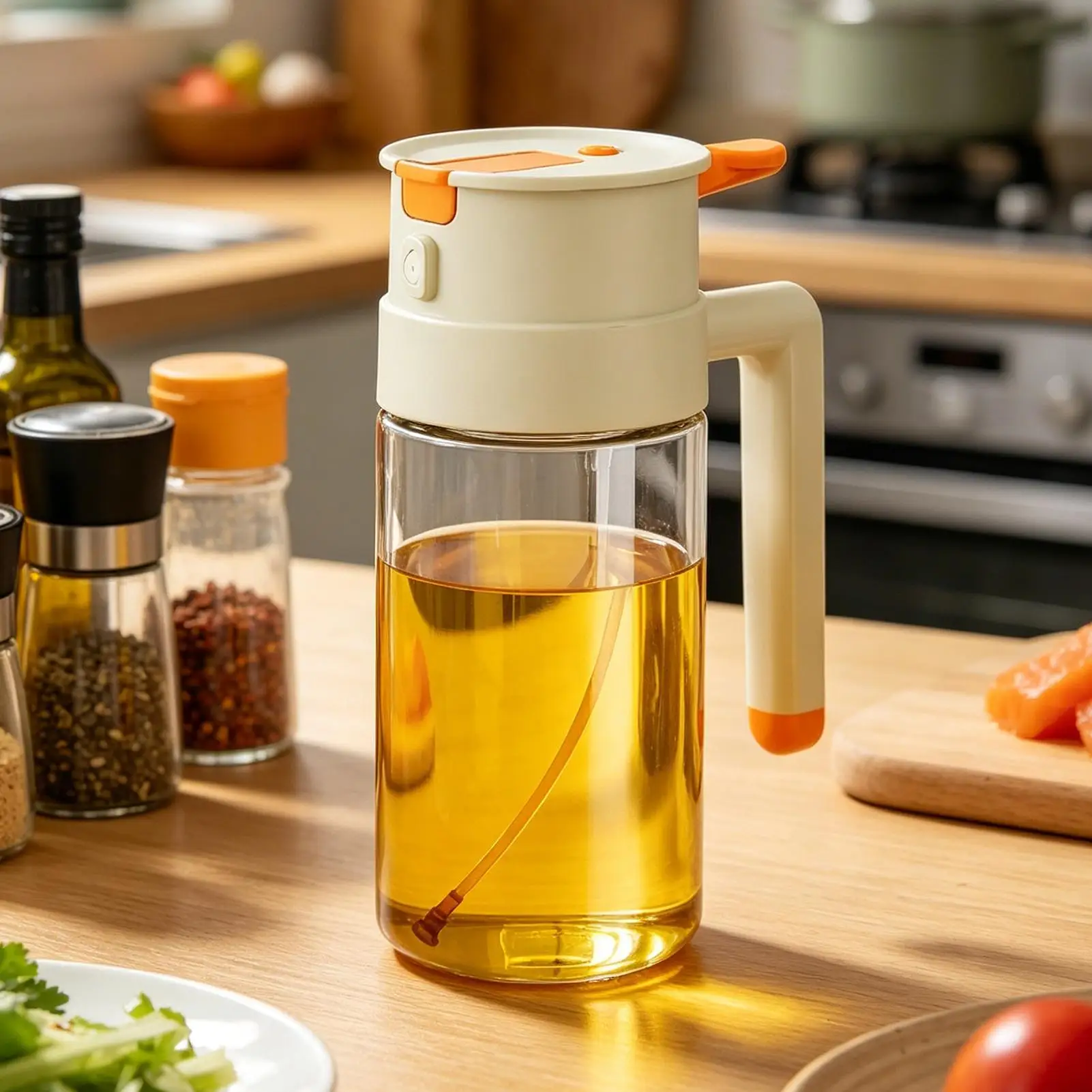 

650ml 2 In 1 Refillable Cooking Oil Sprayer, Leak Proof Dispenser, Practical Kitchen Accessory For Air Fryer Baking And BBQ