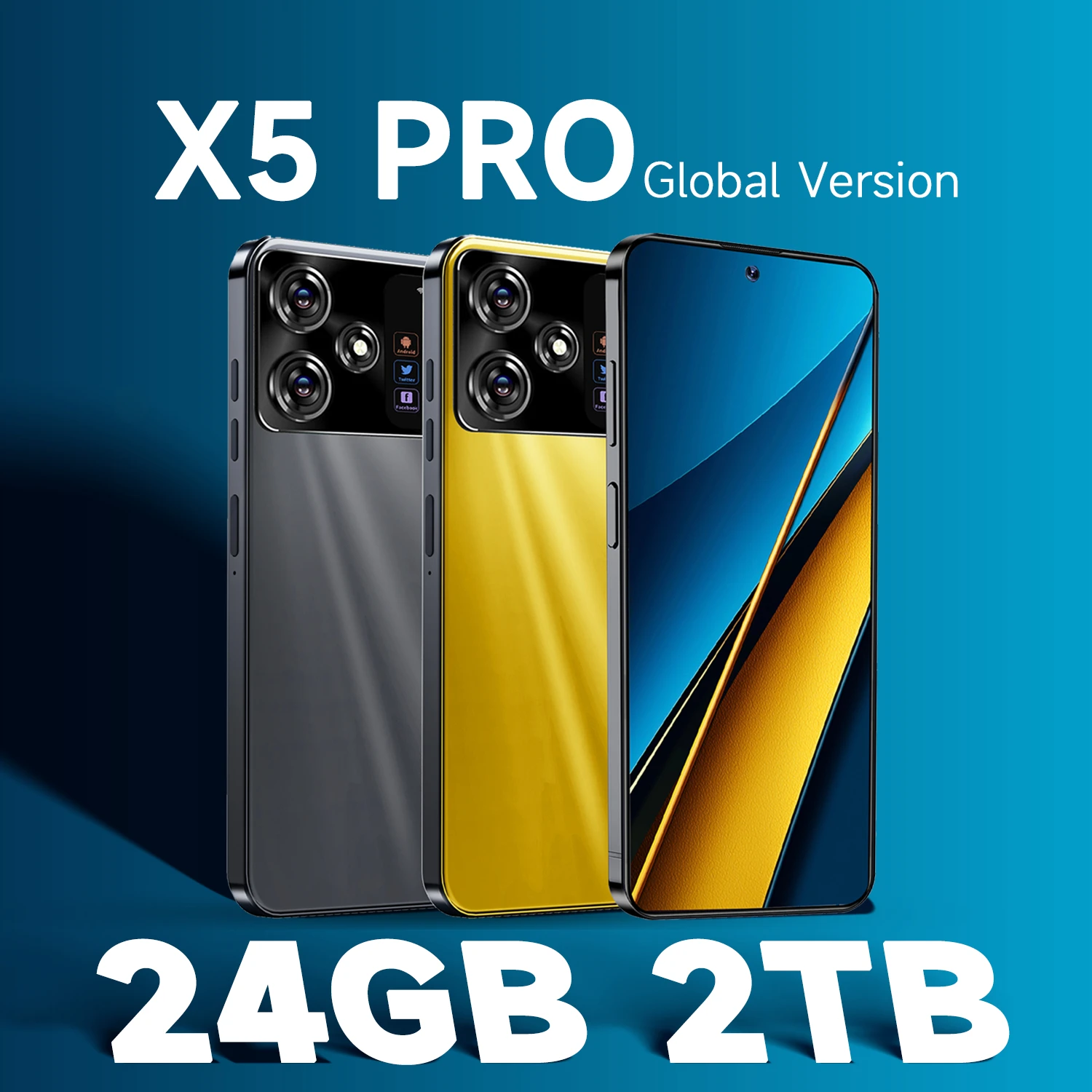 X5 Pro Global Version Smartphone Snapdragon8 Gen 3 16G+1TB 7000mAh 50+108MP 4G/5G Network Cellphone Android Mobile Phone