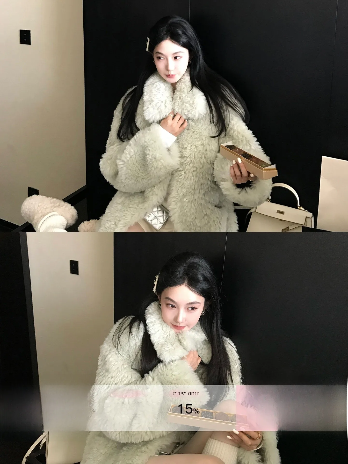 

New Zealand TEDDY Miss Luxury Heavier Tuscan Leather Fur Inteated Collar Coat Pure Color Young Women's Thi Winter Coat