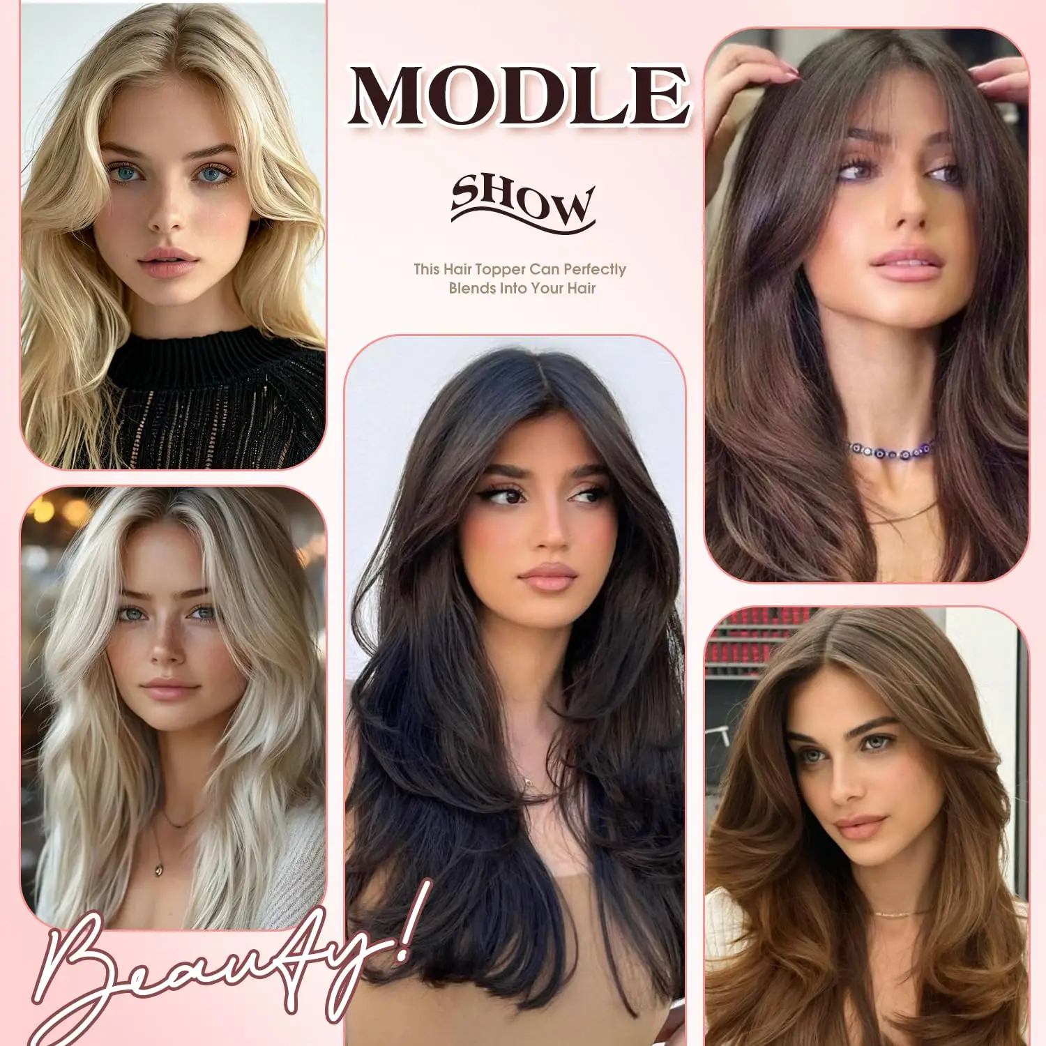 레미 인모 헤어피스 다크 브라운 인모 헤어탑퍼 중간 가르마 스트레이트 헤어 여성 탈모용 4x9cm 실크 베이스 클립형 헤어