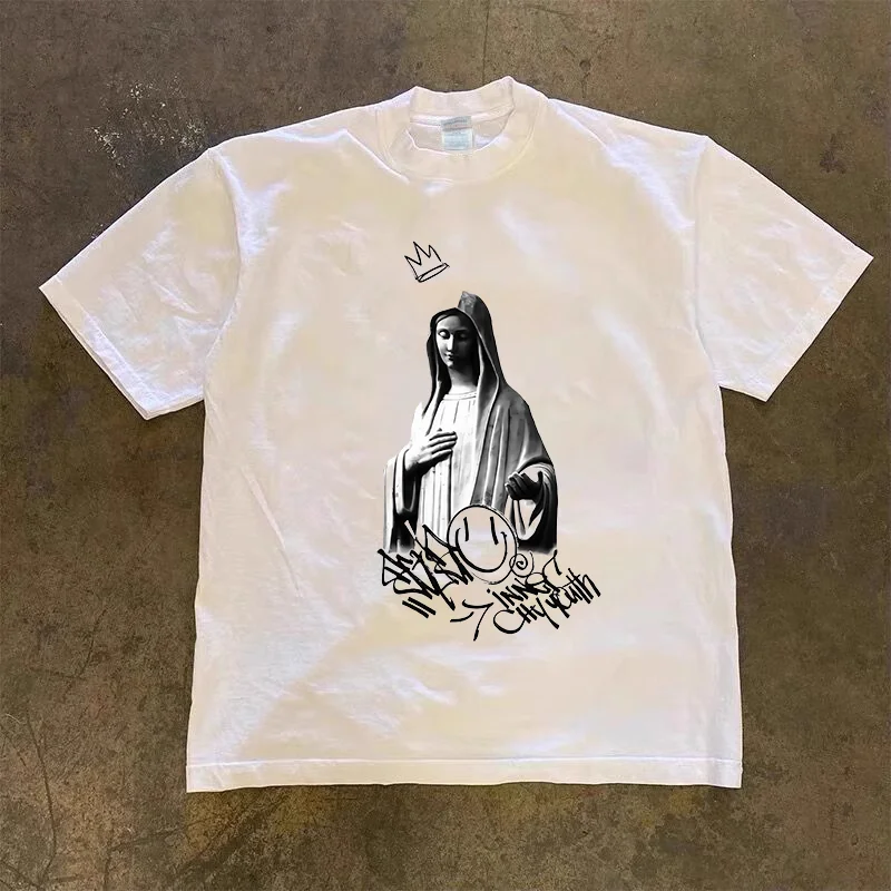 

Y2K T-shirt Virgin print new Harajuku retro Hip Hop Kawaii plus size T-shirt men and women short sleeved clothing top streetwear