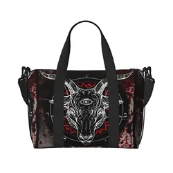 Pentagram z Demon Baphomet satanistyczna koza głowa torby płócienne Unisex wodoodporne sportowe bagaż podróżny torba weekendowa na noc