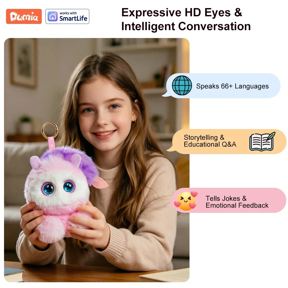 Robot de Peluche Inteligente DBS con Ojos LED y Control por Voz, Juguete Interactivo Inteligente Recargable por USB, Compañero para Niños, Regalos/Hogar Inteligente