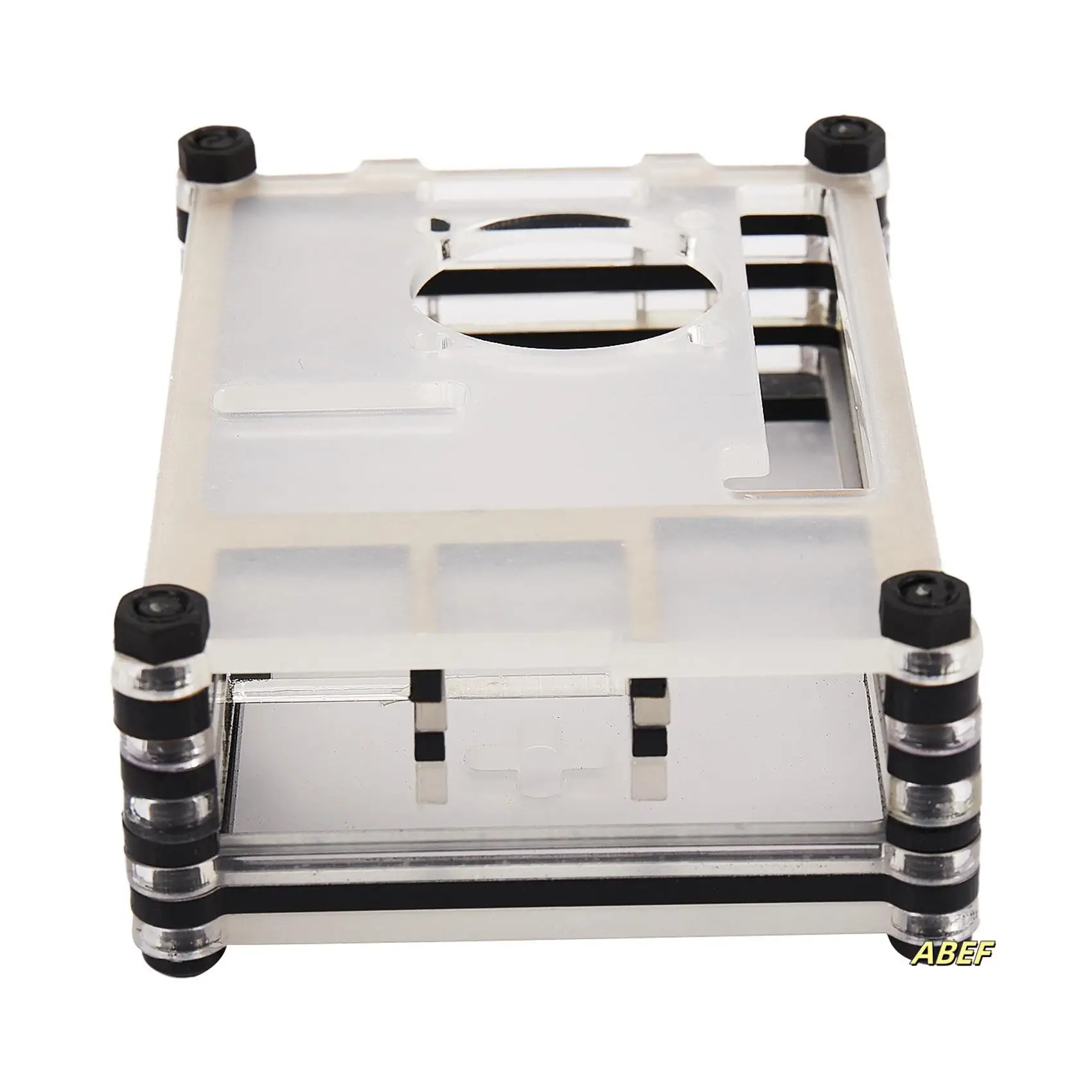 4X غطاء حماية أكريليك شفاف/شفاف وأسود لهاتف Raspberry Pi 4 Model B، مع مروحة تبريد لـ Raspberry Pi 4B