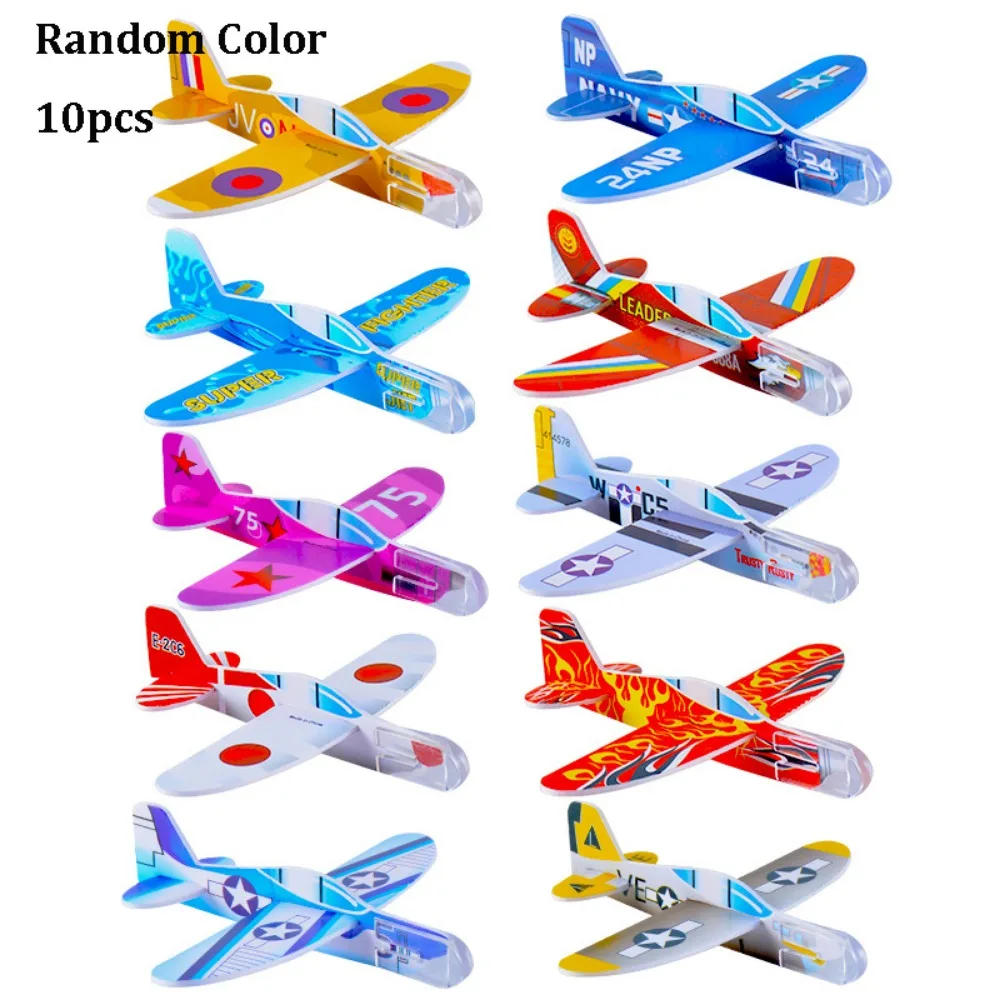 10Pcs EVA Foam Glider DIY Assembled Parent-Unisex Interaction Outdoor Airplane Multicolors Paper Planes