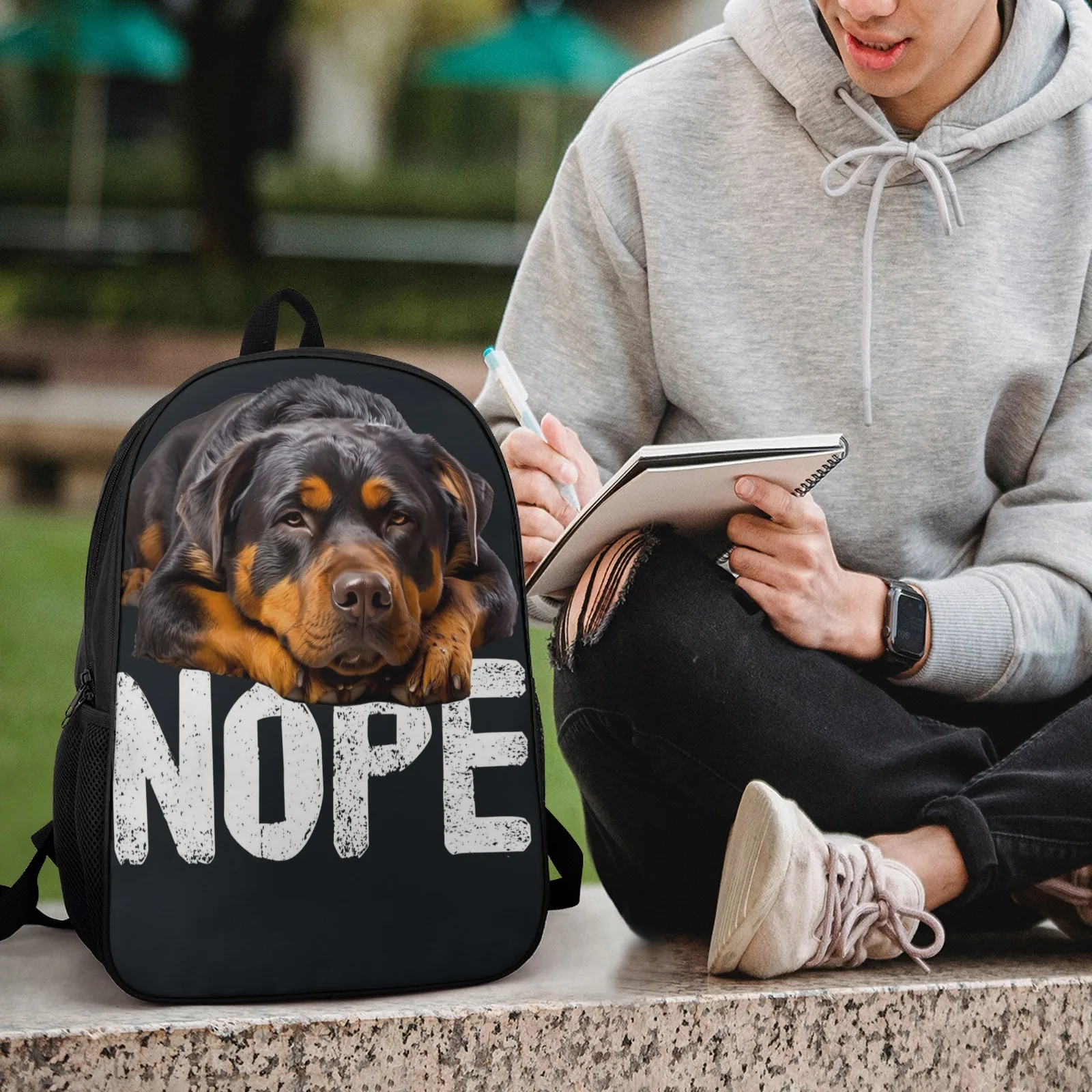 ロットワイラーいいえスクールバッグプリントスクールバックパックティーンエイジャーのための子供女の子バッグ 17 インチスクールバックパックバッグ