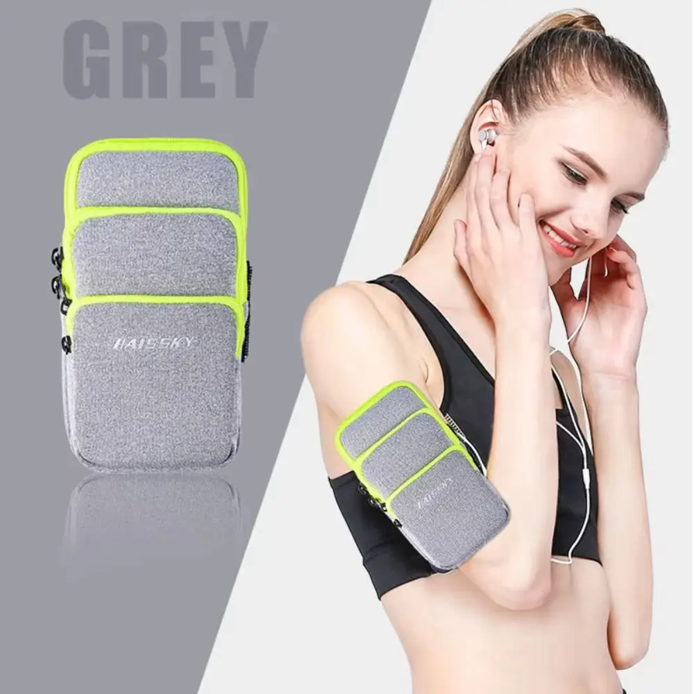 

Three Pockets Running Phone Bags Phone Holder Large Capacity Arm Band Pouch Headphone Card Neoprene Mobile Phone Arm Bag