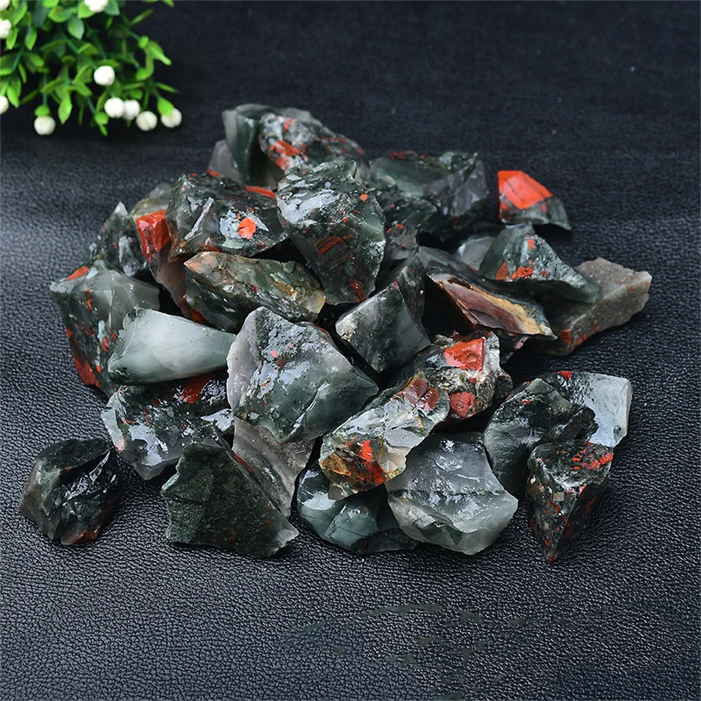 Wholesale raw natural crystal material original stones dark green red African blood stone natural rough gemstone for Decor