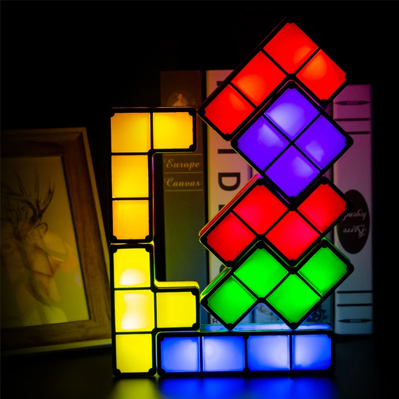 

3D Tangram Stackable LED Night Light 7 Colors DIY Puzzle Novelty Bedroom Desk Lamp Home Decor Kid Toy Teens Ideal Birthday Gift