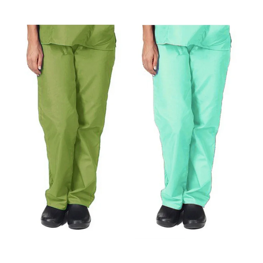 약사 스크럽 바지, 의료 작업복, 간호 남성 여성 하의 작업복, 신축성 허리 바지, 단색 스트레이트 레그 바지