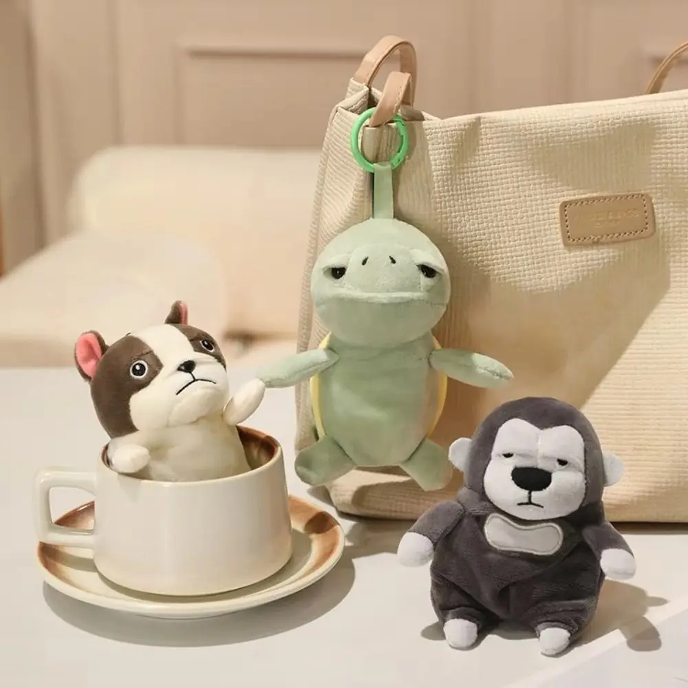 Mini Size Turtle Plush Pendant Cartoon Design 13cm Gorilla Stuffed Toy Soft Fluffy Compact Style Monkey Doll Keychain