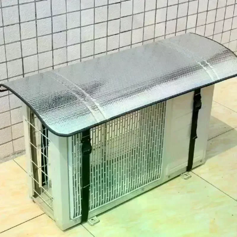 Outdoor Air Conditioner Cover Rainproof Sun Resistant Aluminum Foil Dust Cover With Elastic Band Lifting Loop