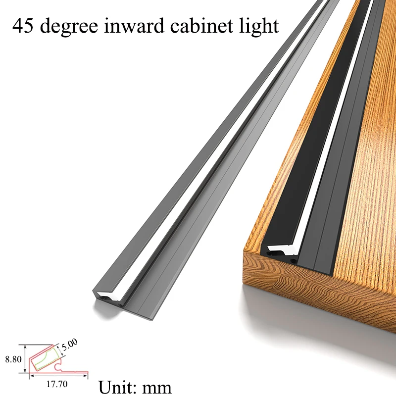 LED Cabinet Lamp Invisible Ultrafine 45 Degree Oblique Illumination DV12V For Kitchen Bedroom Wardrobe Cabinet Layer Shelf Light