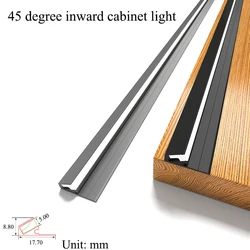 LED Cabinet Lamp Invisible Ultrafine 45 Degree Oblique Illumination DV12V For Kitchen Bedroom Wardrobe Cabinet Layer Shelf Light