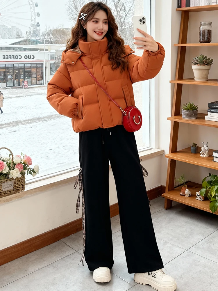 Coreano sle thiened calor zíper jaet para baixo algodão feminino inverno facionable outerwear commute solto ajuste casaco ort