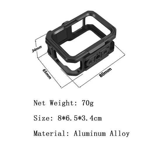 Imagen 2 del producto Funda protectora de aluminio para GoPro 13, 12, 11, 10, 9, marco de carcasa de Metal fuerte negro, micrófono, jaula de vídeo con 2 soportes de zapata fría