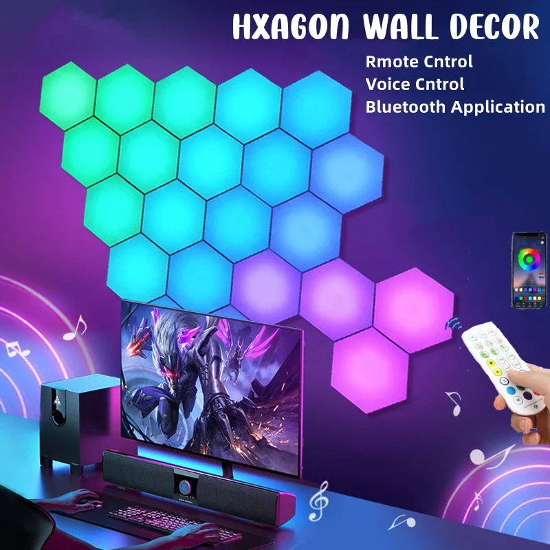 3-20 PCS Touch Sensor LED Night Light Sensitive Hexagonal LED Quantum Lamp Modular Hexagons Creative Decoration Wall Decoration