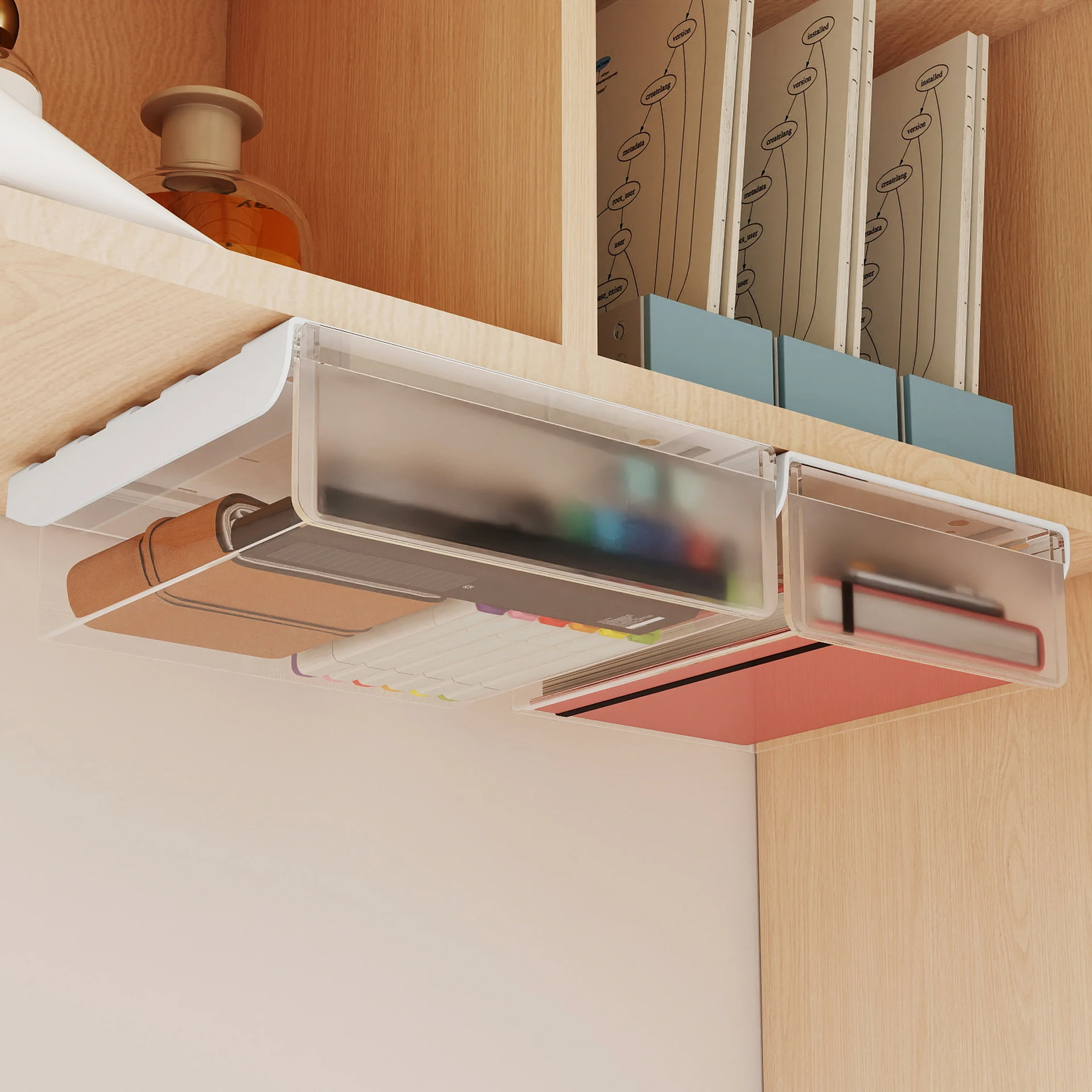 

Выдвижной органайзер под стол с прочными клейкими кронштейнами: экономия пространства для небольших офисов и учебных уголков