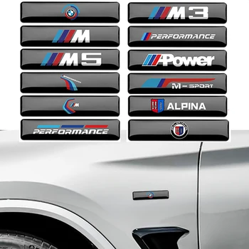 3D 에폭시 차체 인테리어 외부 장식 스티커, BMW M 퍼포먼스 M3 M4 M5 파워 알피나 배지 로고 액세서리, 10 개