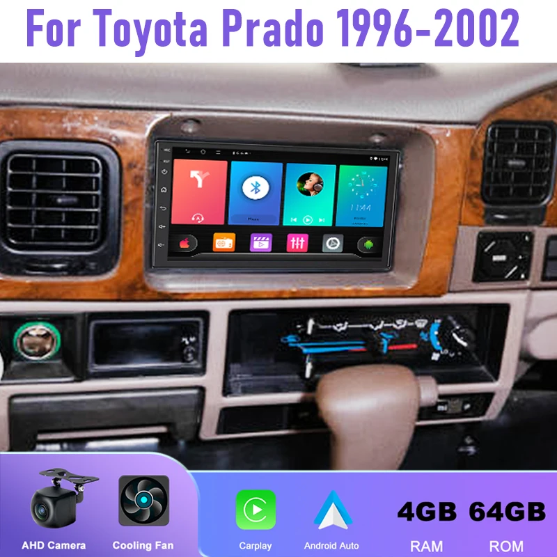 

7'' 4+64GB For Toyota Prado 1996-2002 Car Radio Android 15 Auto Support Wireless Apple Carplay GPS Navi BT Head Unit