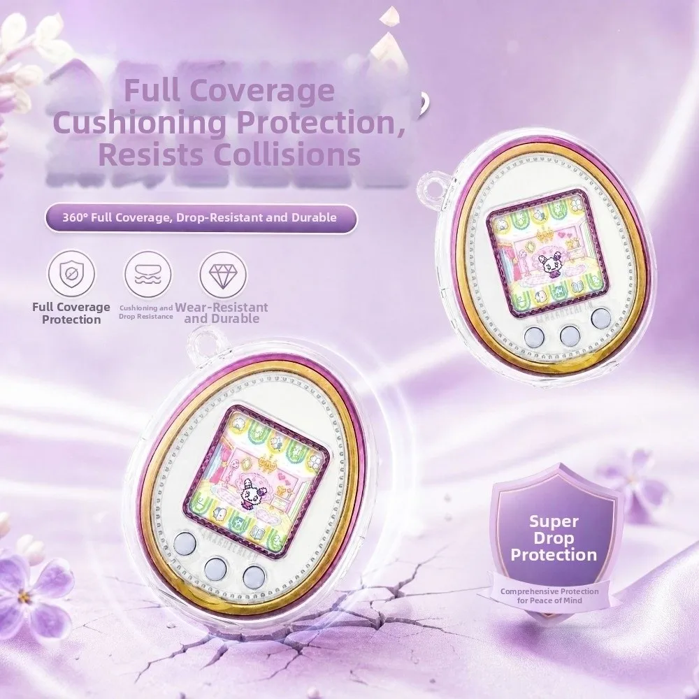 PC Protective Cover Clear All Inclusive Shell Shockproof Case Glitter Finish Decorative Cover for Tamagotchi 4U