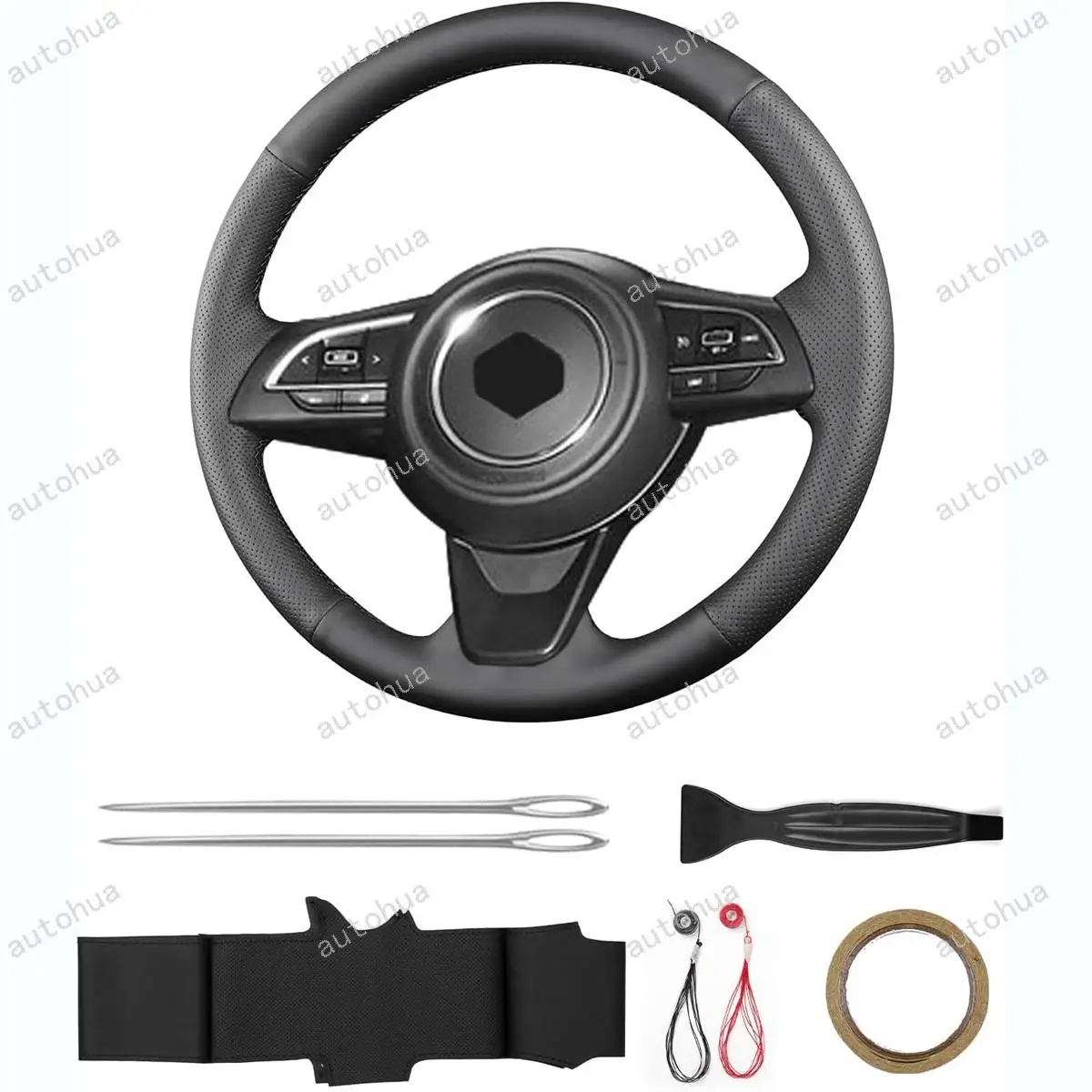 

Hand Stitched Steering Wheel Leather Cover Wrap,Fit for Suzuki 2019 Jimny,Non-Slip Breathable Microfiber Leather
