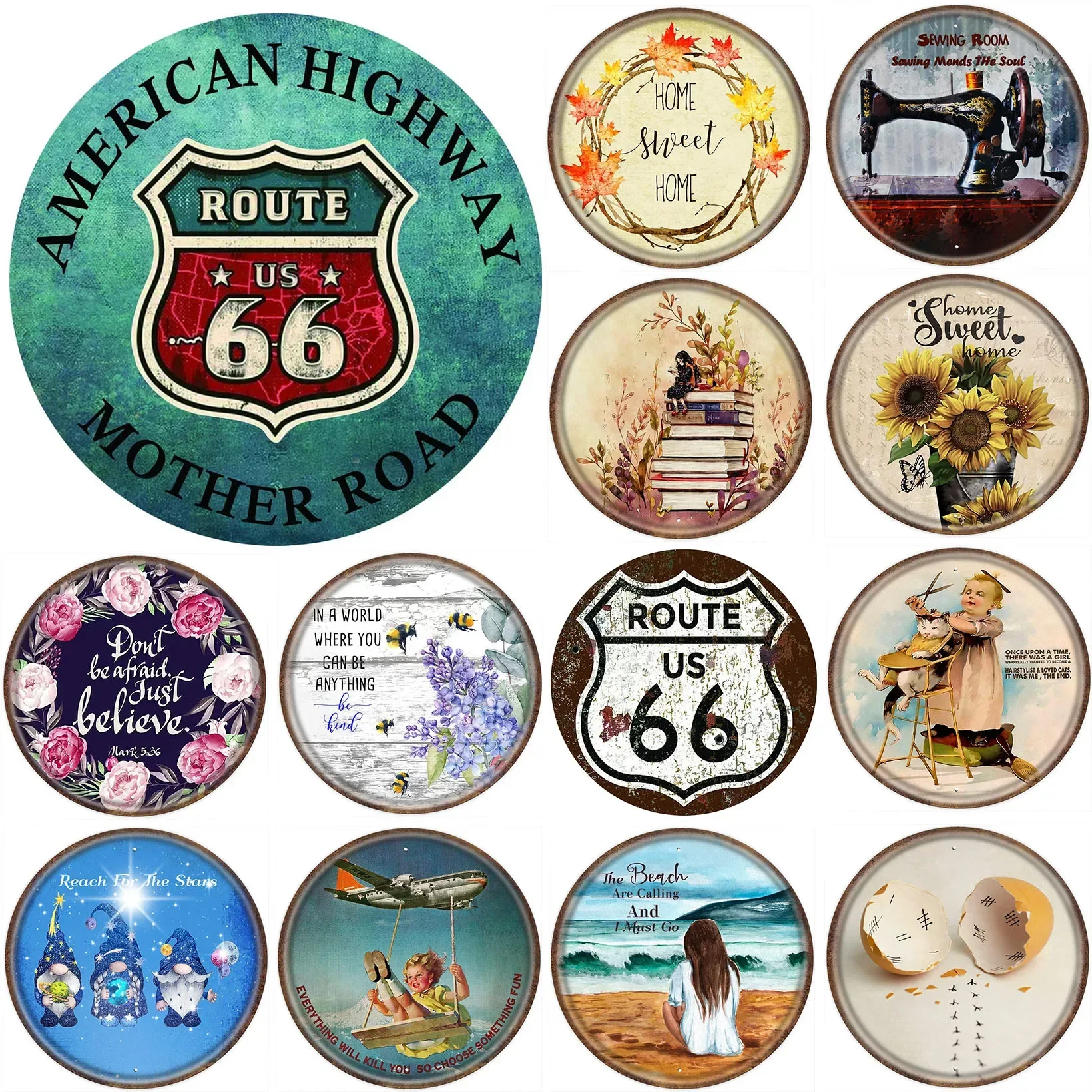 Винтажные металлические трубчатые таблички, исторический маршрут 66