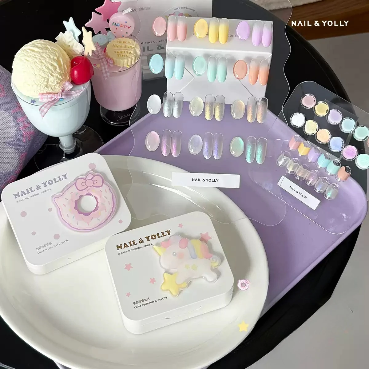 Nail Yolly 6 Cores 3 em 1 Esmalte em Gel para Unhas com Textura Gradiente de Purê de Batata, Removível com UV, para Estampagem DIY