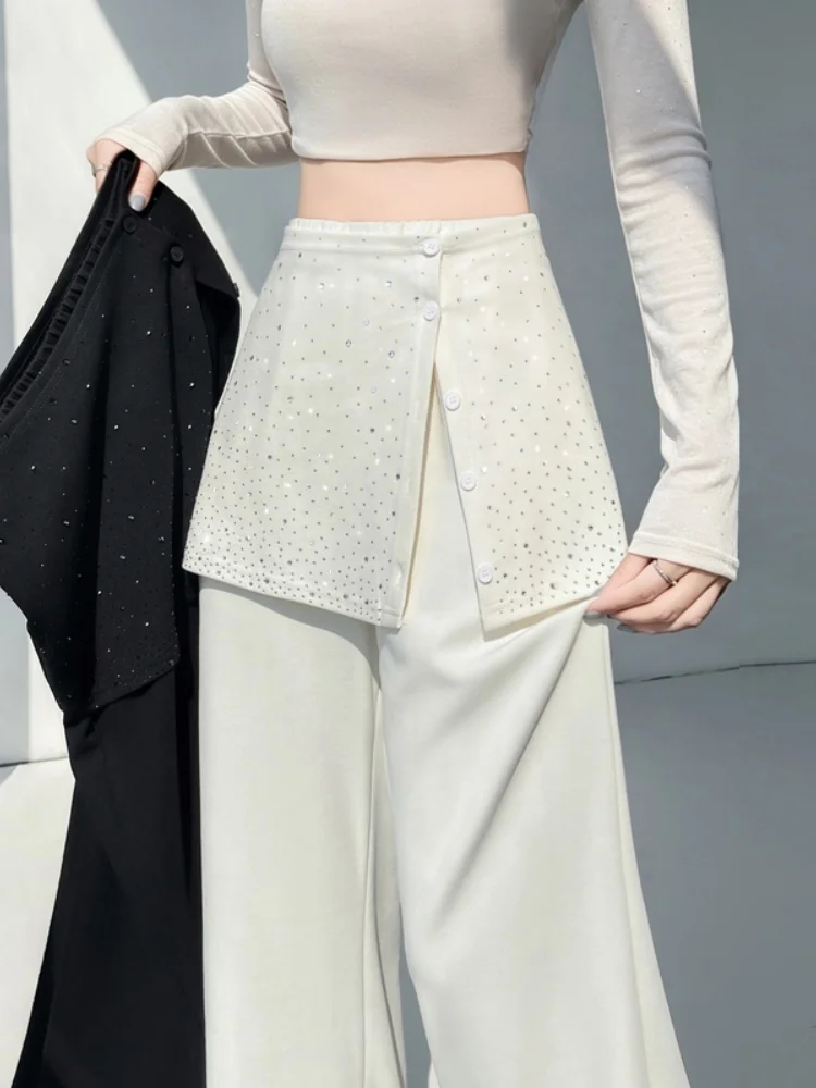 High Waist Draped Long Bell Bottom Pants Women's Autumn 2026 New Style Slimming Korean Style Commute Pure Color Pocket Detail