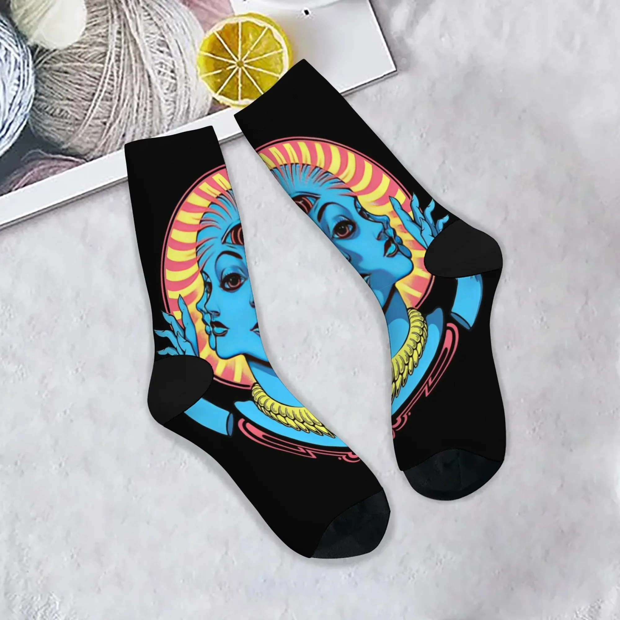 Harajuku Retro Fantasy Three-Eyed Print Socken, bequem, atmungsaktiv, rutschfest, Novel Street Hip Hop Crew Socken, Partygeschenke