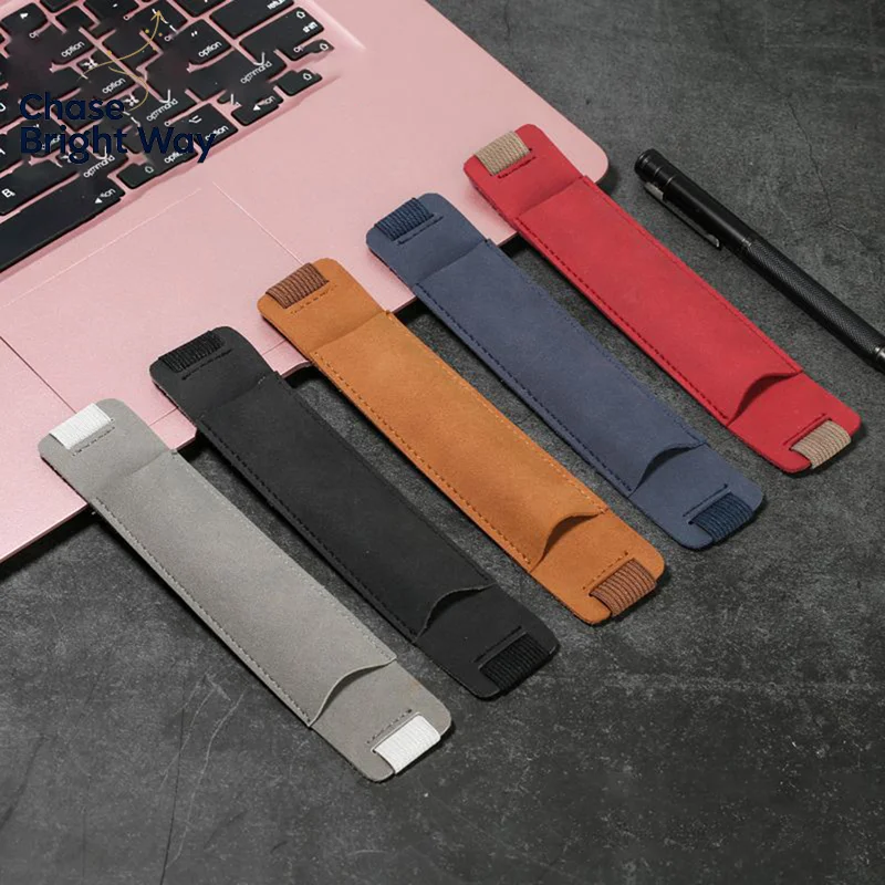 PU Leather Adjustable Pen Holder Elastic Notebook Pen Sleeve Detachable Stationery Pouch