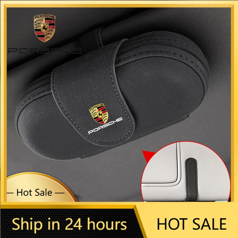 

For Porsche Cayenne Panamera Macan 911 Suede Car Sun Visor Glasses Clip Sunglasses Storage Box Holder For Porsche Macan 911 718