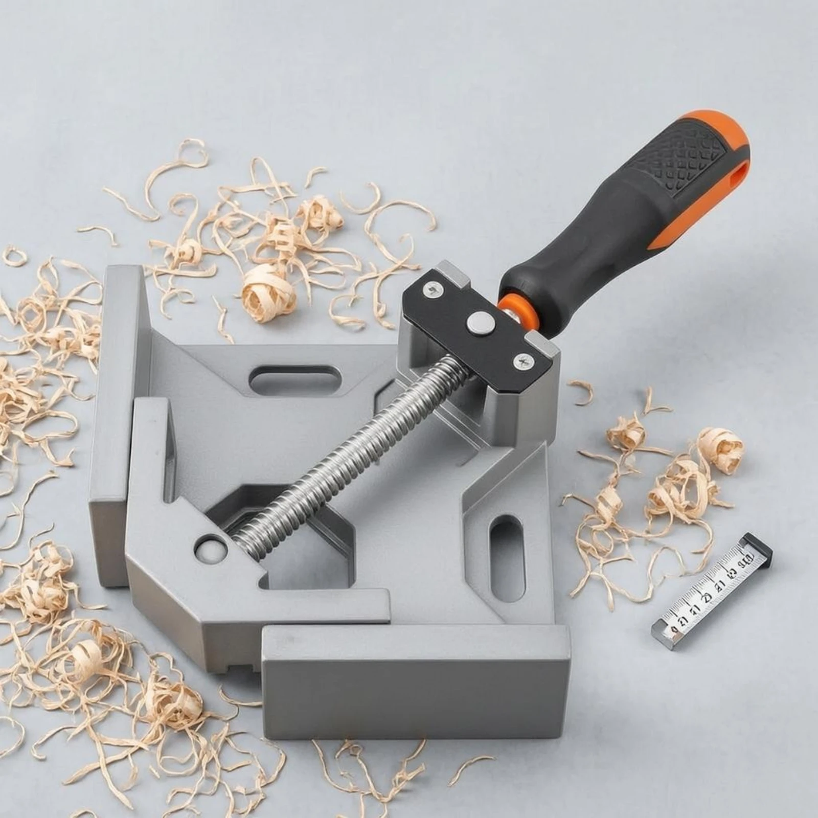 Right-Angle Clamp Textured Grip Right-Angle Woodworking Clamp Workshop Tool Orange Accents Quick Setup for Carpenters