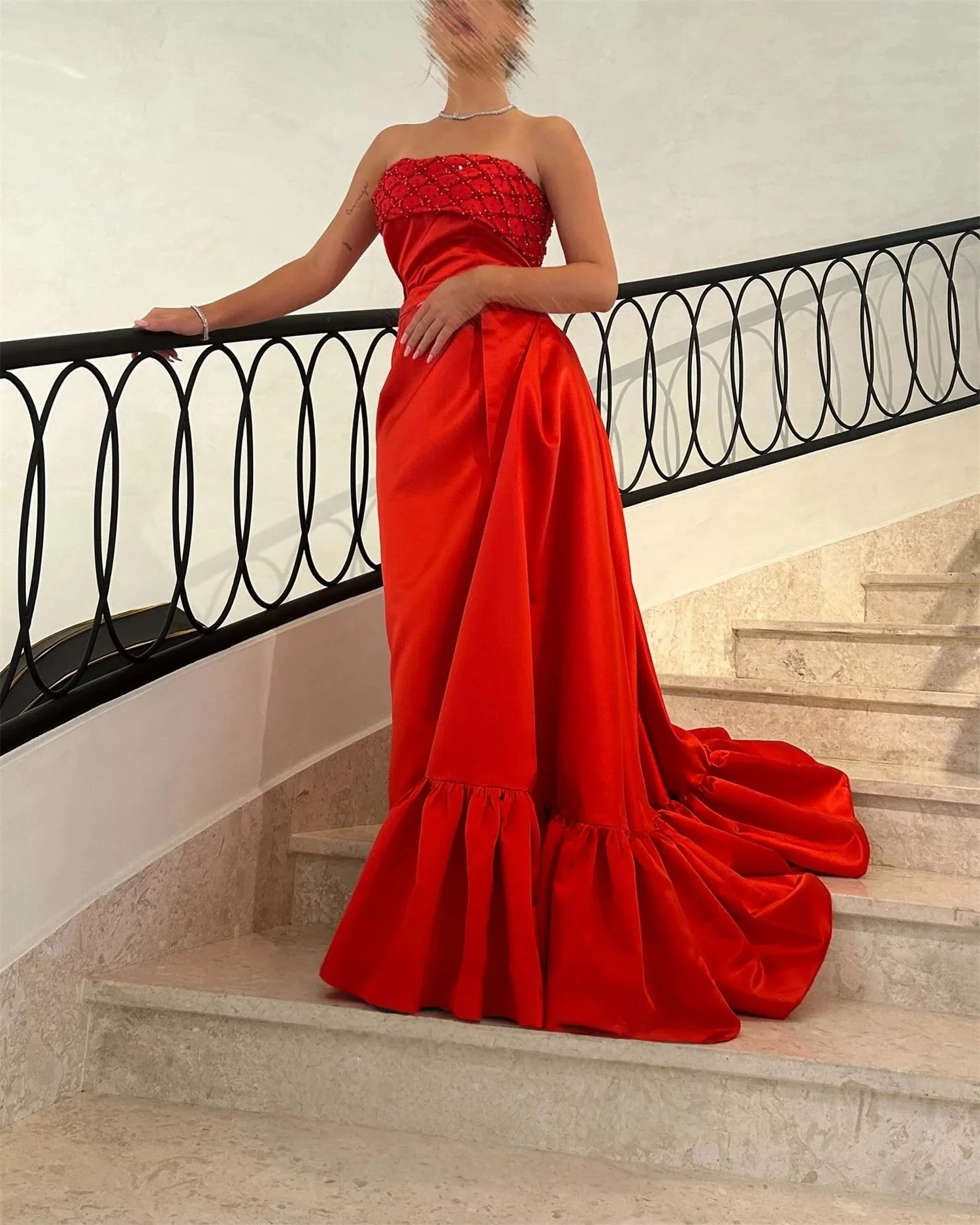 

Красное вечернее платье без бретелек на заказ, вечерние платья для выпускного вечера, унисекс, Джерси в стиле ретро, Дубай, Саудовская Аравия, по индивидуальному заказу