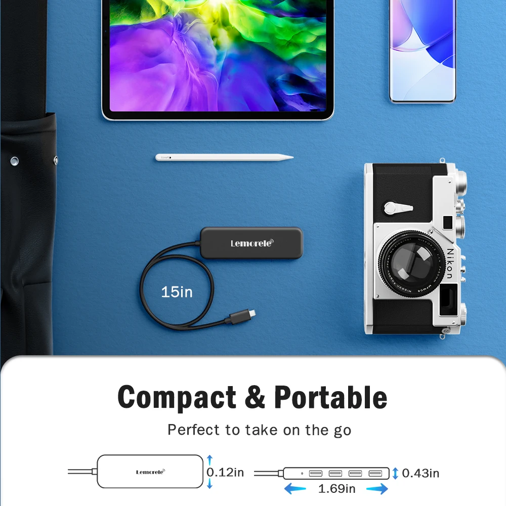 Lemorele USB 3.0 HUB 4 in 1 Type C Adapter 4 Ports Slot USB C Hub USB Hub 3.0 High Speed For Laptop Windows Mac