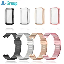 Metal Strap For Huawei Band 9 8 10 Bracelet With TPU Case Screen Protector Replacement Watchband Milanese Huawei Watch