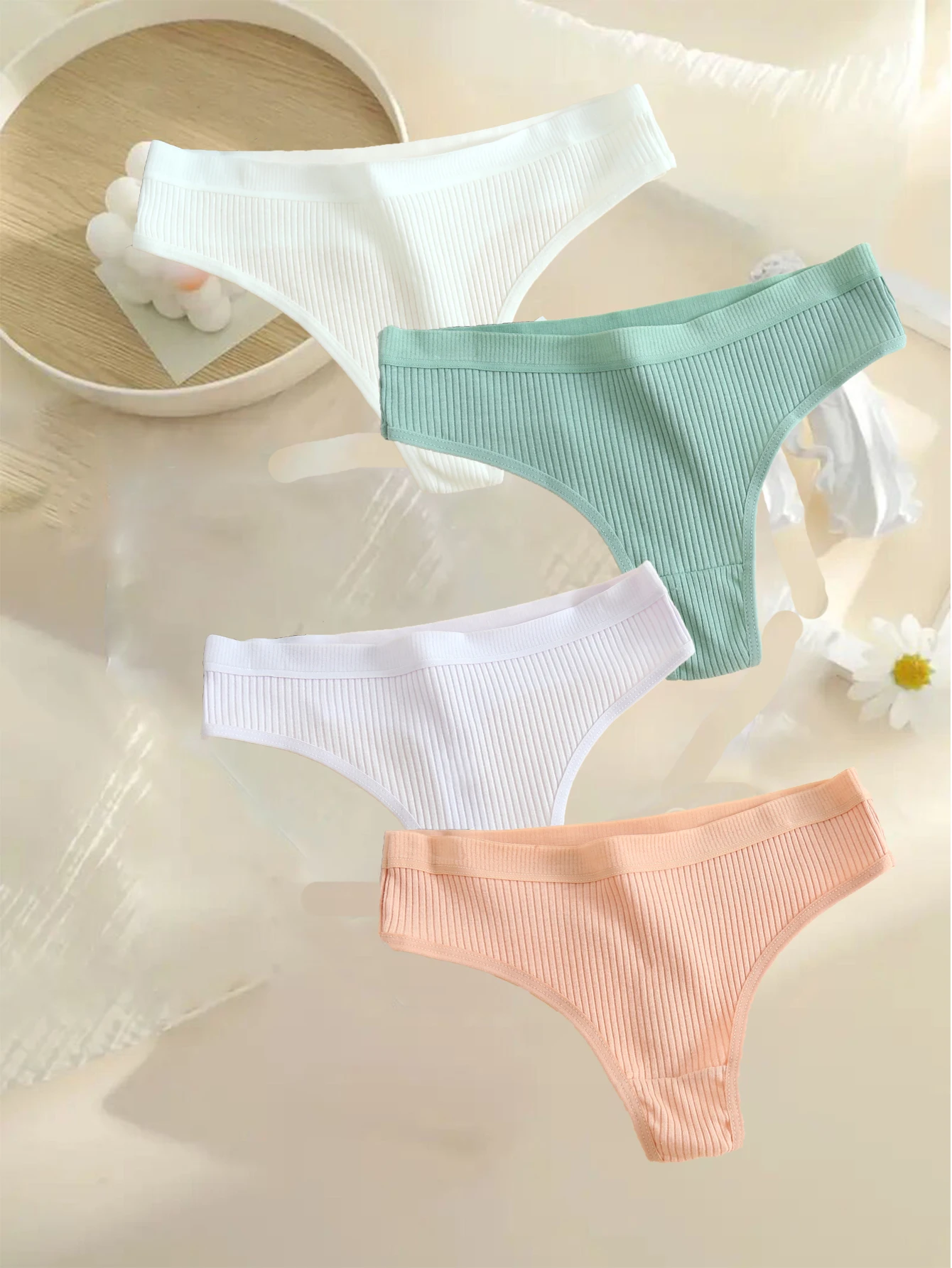 6pcs women cotton underwear Comfortable and breathable G-string Low Rise Soild Colours Underpants