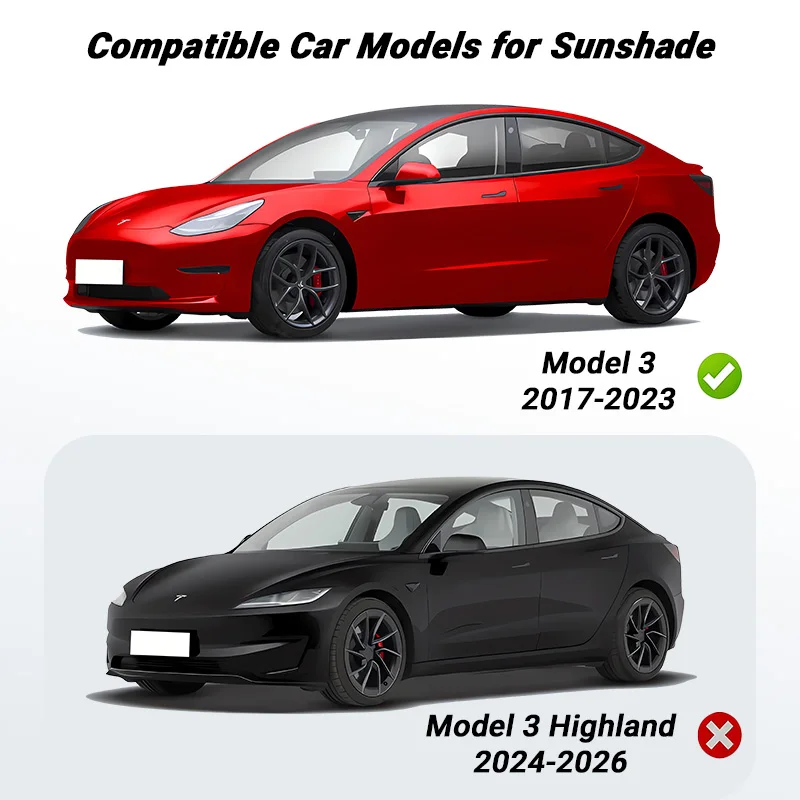 2PCS, Sunshade, Foldable Heat Insulation, Non-Sag Design, Compatible with Tesla Model 3 2017 2018 2019 2020 2021 2022 2023, Glass Roof Sun Shade Cover
