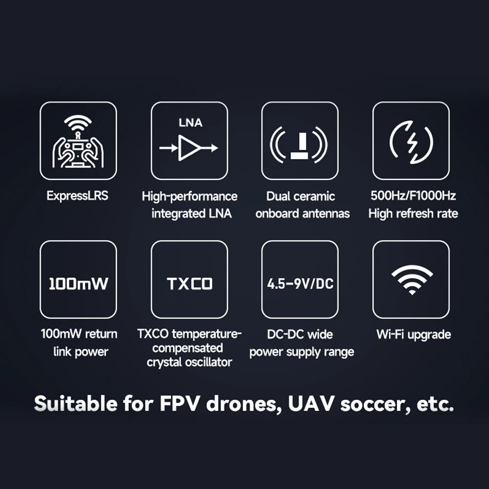FlySky PR01 Dual Ceramic Antenna ELRS Receiver Support All ELRS Protocol Transmitter and High Frequency