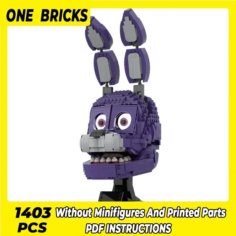 Technical Moc Bricks Famous Games Model Bonnie the Bunny Head Modular Building Blocks Gift Toys For Children DIY Sets Assembling