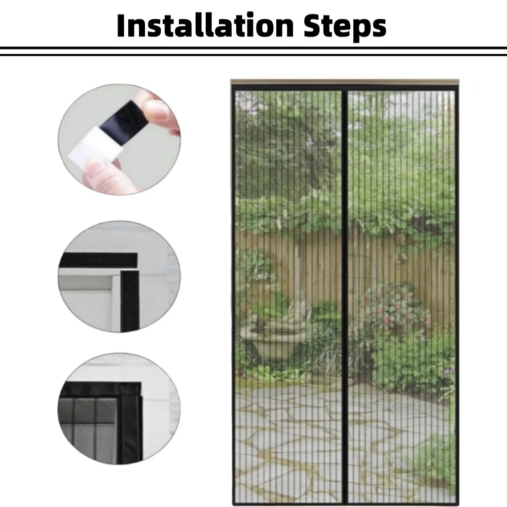 Automatic Closing Door Mesh Curtain Anti Mosquito Netting Door Screen Universal Magnetic Mesh Curtain Ventilation Dustproof Net