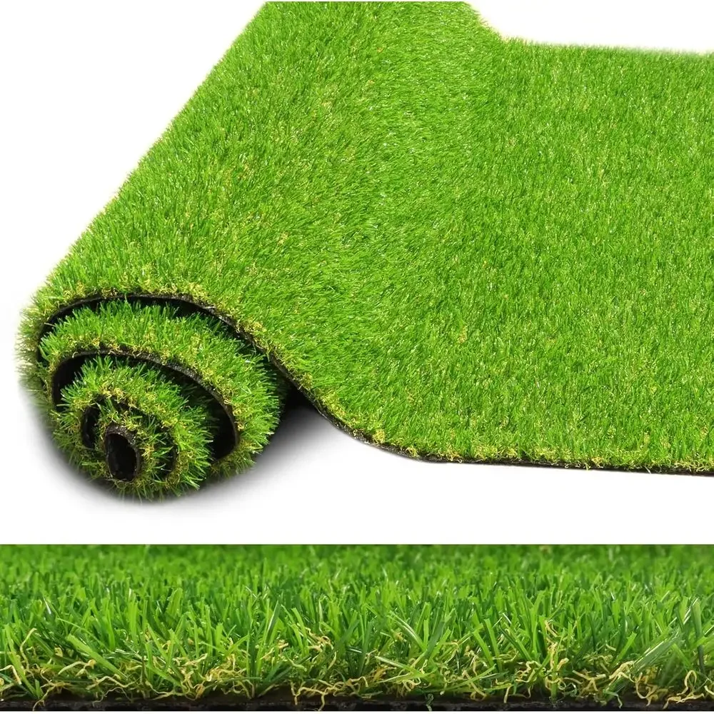 Multi-Tone Artificial Grass Mat, 4' x 13', 0.8 Thick, Suitable for Indoor and Outdoor Use, Drainage Holes, Rubber Backed