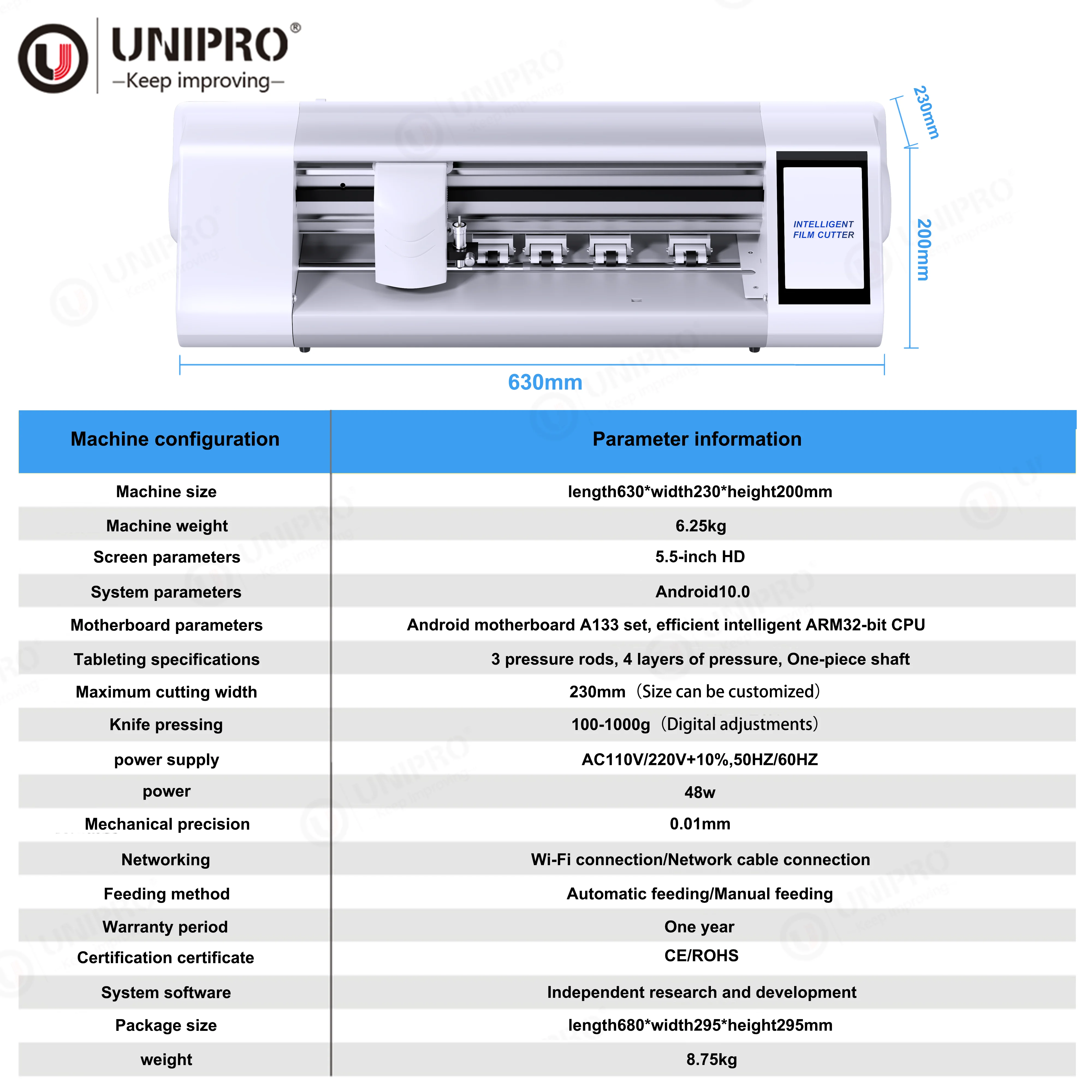 UNIPRO Unlock Film Cutting Machine Flexible Hydrogel Film Cutter Unlimited Cuts Support 12.9 17 Inch Screen Protect Film Cut