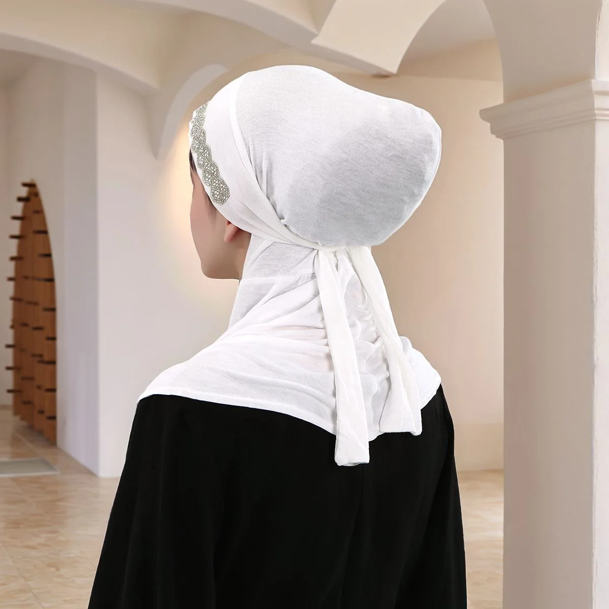 2025 Diamanti Amira Jersey Sciarpa Foulard Musulmano Hijab Donne Cravatta Indietro Testa Avvolgere Turbante Passamaca Cofano Islam Cappello Turbante Mujer