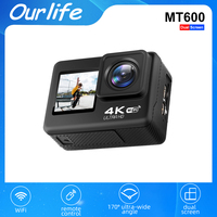 MT600 Dual Screen Action Camera 4K30FPS 30M Waterproof 170° Wide Angle Helmet Video Action Cam Sports Camera With Remote Control