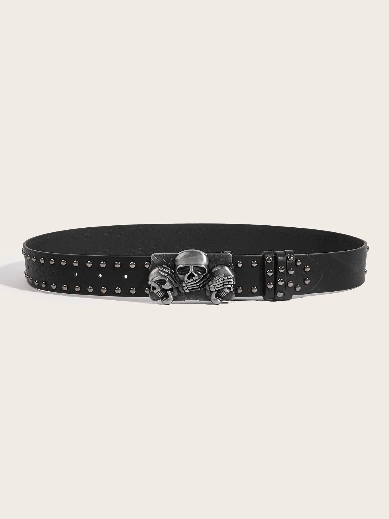 1pc men\'s black punk street y2k rock dark style skull flower rivet belt jeans versatile decorative belt