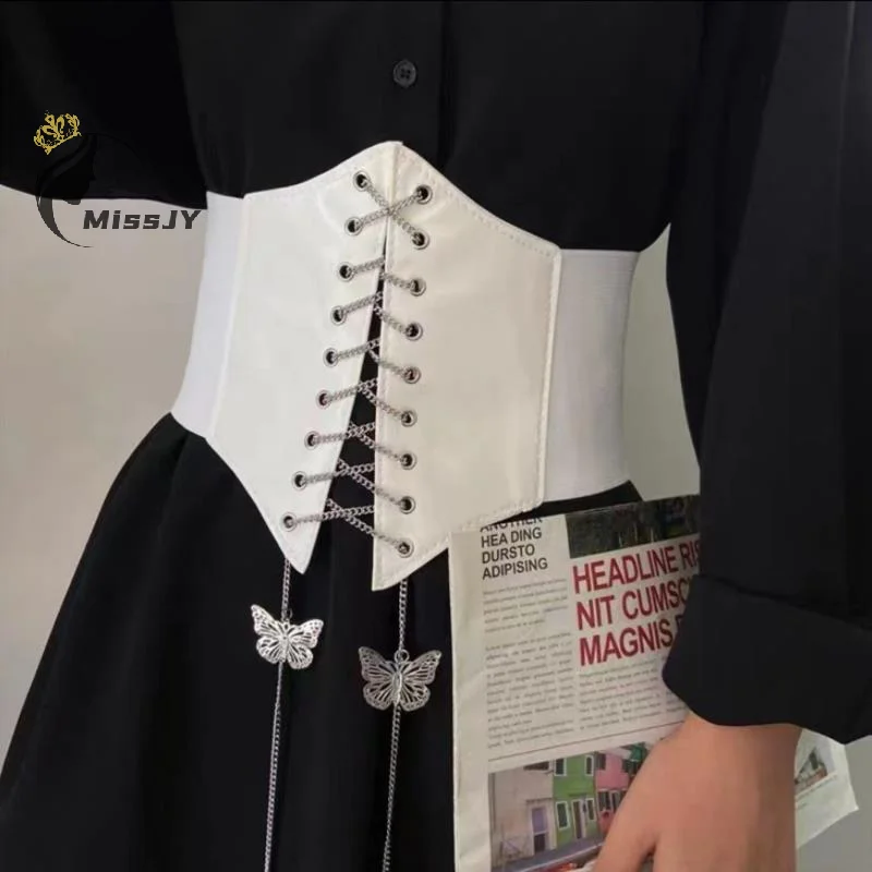 ผู้หญิงเซ็กซี่รัดตัว Underbust Gothic Butterfly CHAIN Curve Shaper สายรัดกระชับสัดส่วน