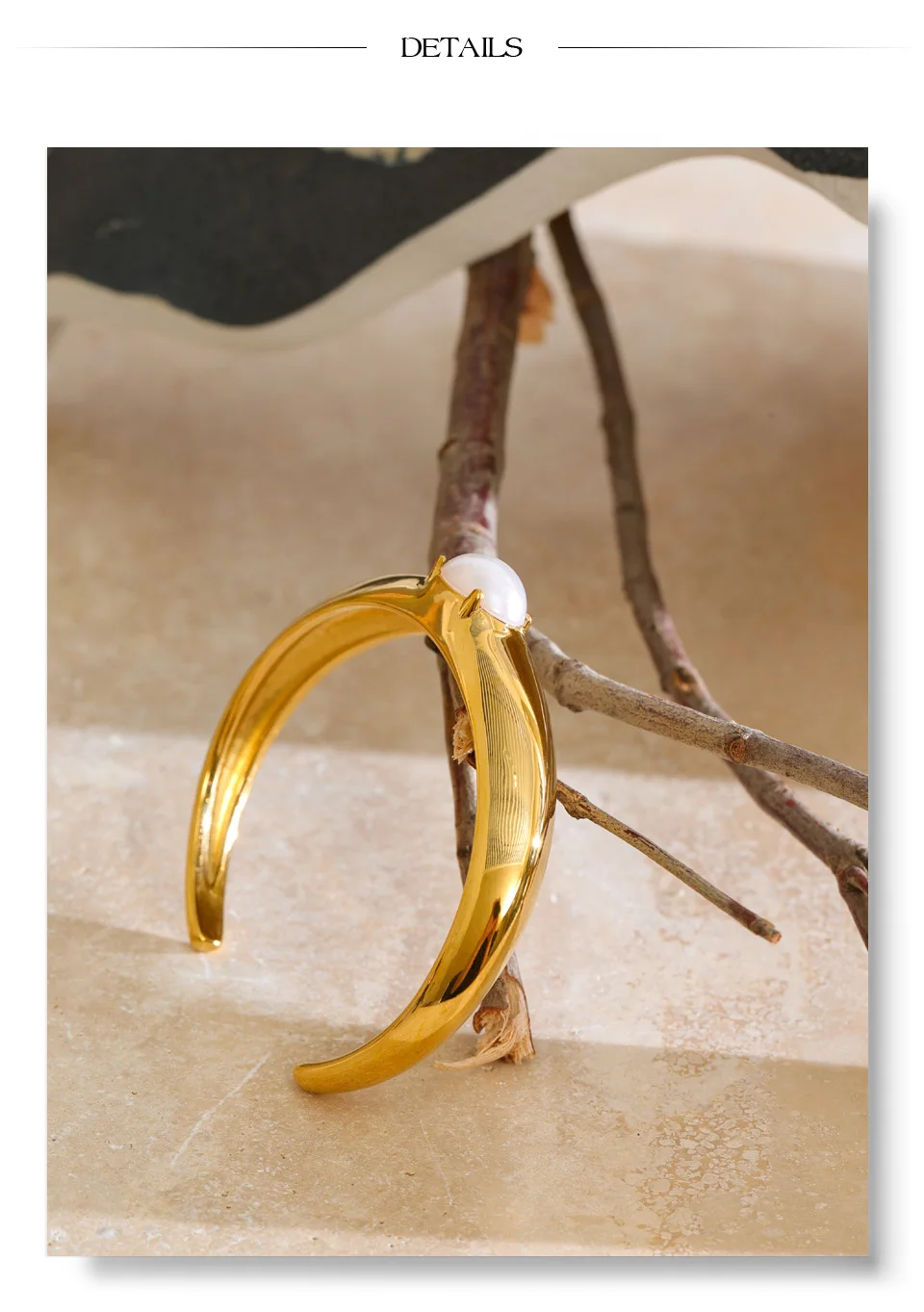 Yhpup 61 mm Manschetten-Armreif aus Edelstahl mit künstlichen Perlen, wasserdicht, personalisierter Sommer-Handgelenkschmuck – Detail 7